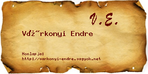 Várkonyi Endre névjegykártya